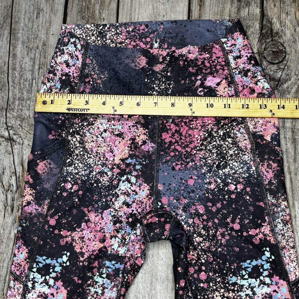 Spyder Leggings Womens Black Multi Color Paint Splatter Pockets Size Small - Picture 6 of 7